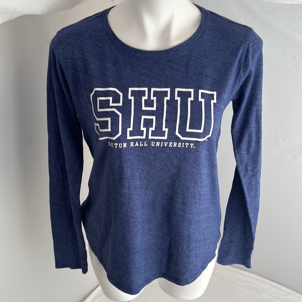 Original League Seton Hall University blue long sleeve high low t-shirt